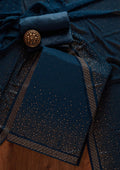 Peacock Blue Swarovski Georgette Unstitched Salwar Suit