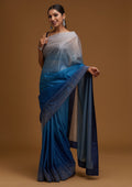 Peacock Blue Swarovski Tissue Designer Saree
