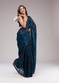 Peacock Blue Swarovski Georgette Saree