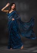 Peacock Blue Swarovski Georgette Saree