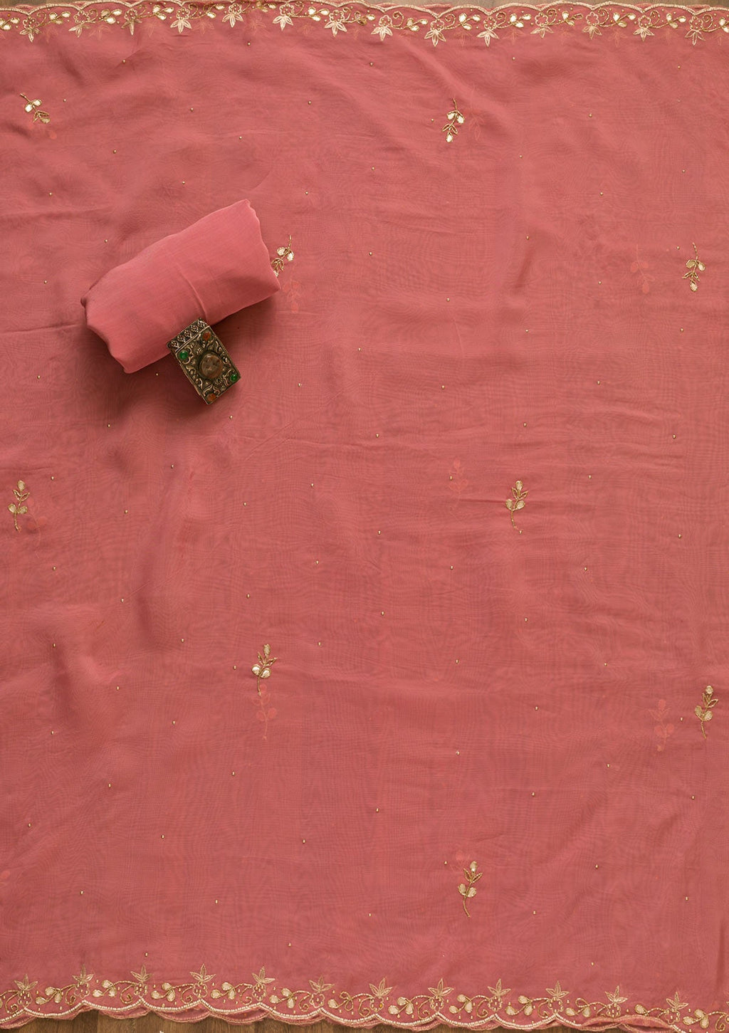 Pink Gotapatti Organza Unstitched Salwar Suit