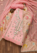 Pink Gotapatti Organza Unstitched Salwar Suit