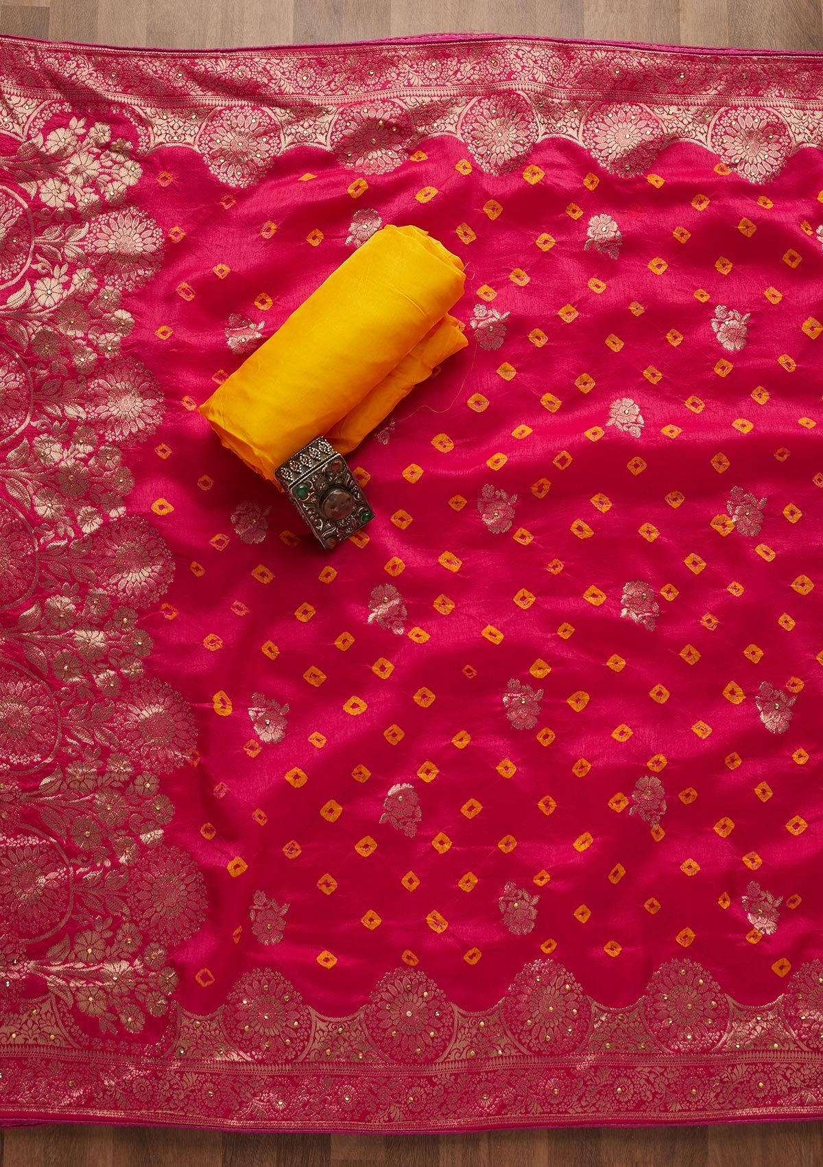 Pink Gotapatti Semi Crepe Unstitched Salwar Suit