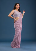 Pink Mirrorwork Georgette Saree