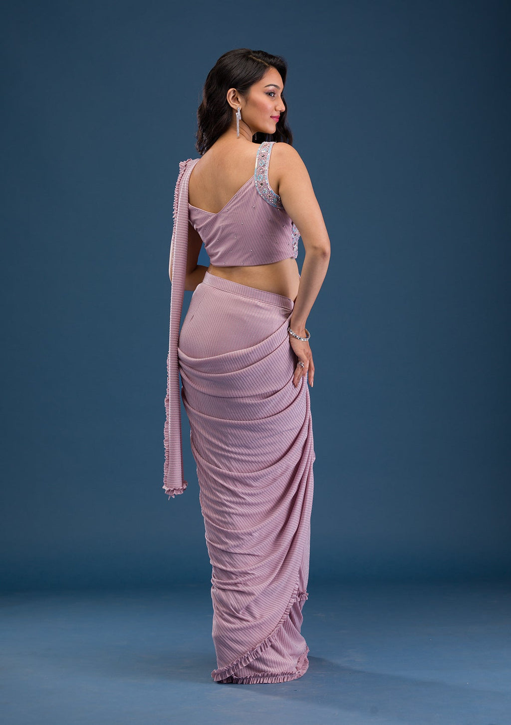 Pink Mirrorwork Georgette Saree
