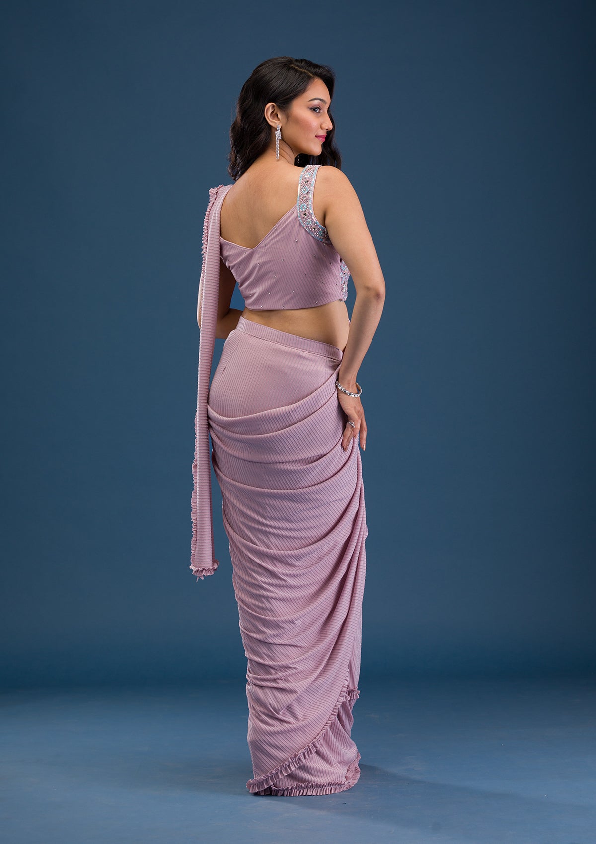 Pink Mirrorwork Georgette Saree