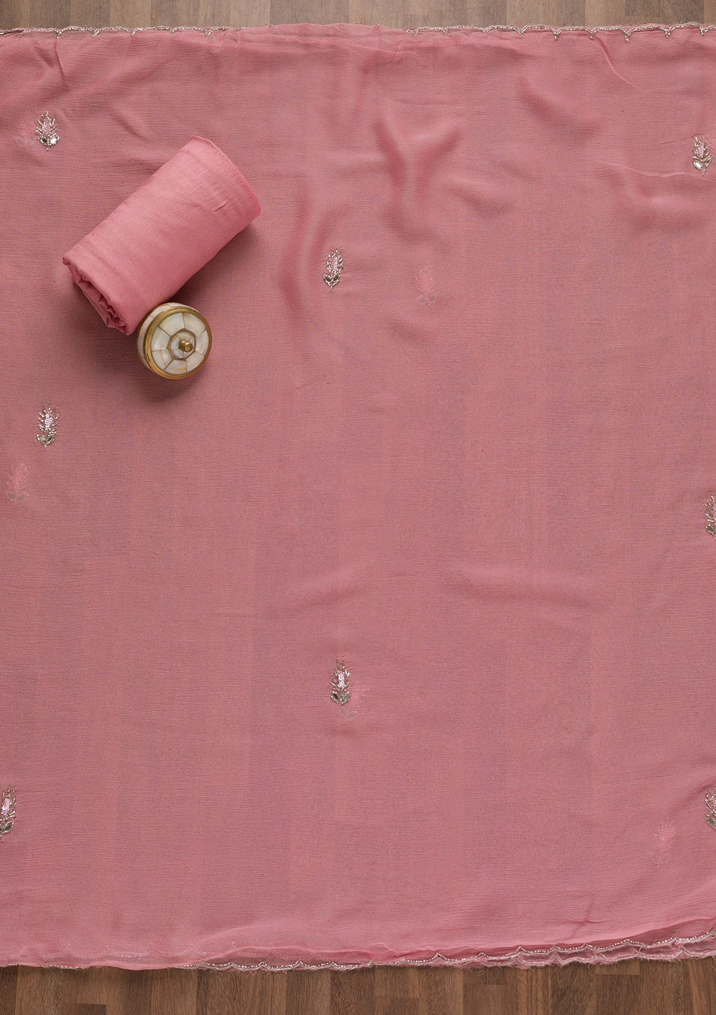Pink Mirrorwork Organza Unstitched Salwar Suit