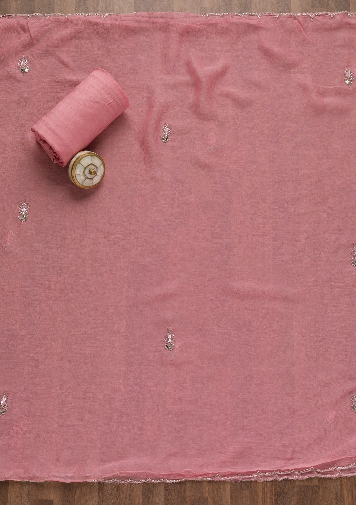 Pink Mirrorwork Organza Unstitched Salwar Suit