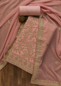 Pink Pearlwork Georgette Unstitched Salwar Suit