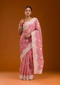 Pink Sequins Tissue Saree