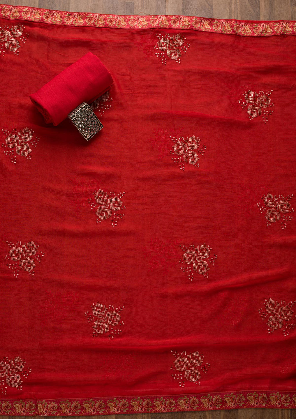 Pink Swarovski Georgette Unstitched Salwar Suit
