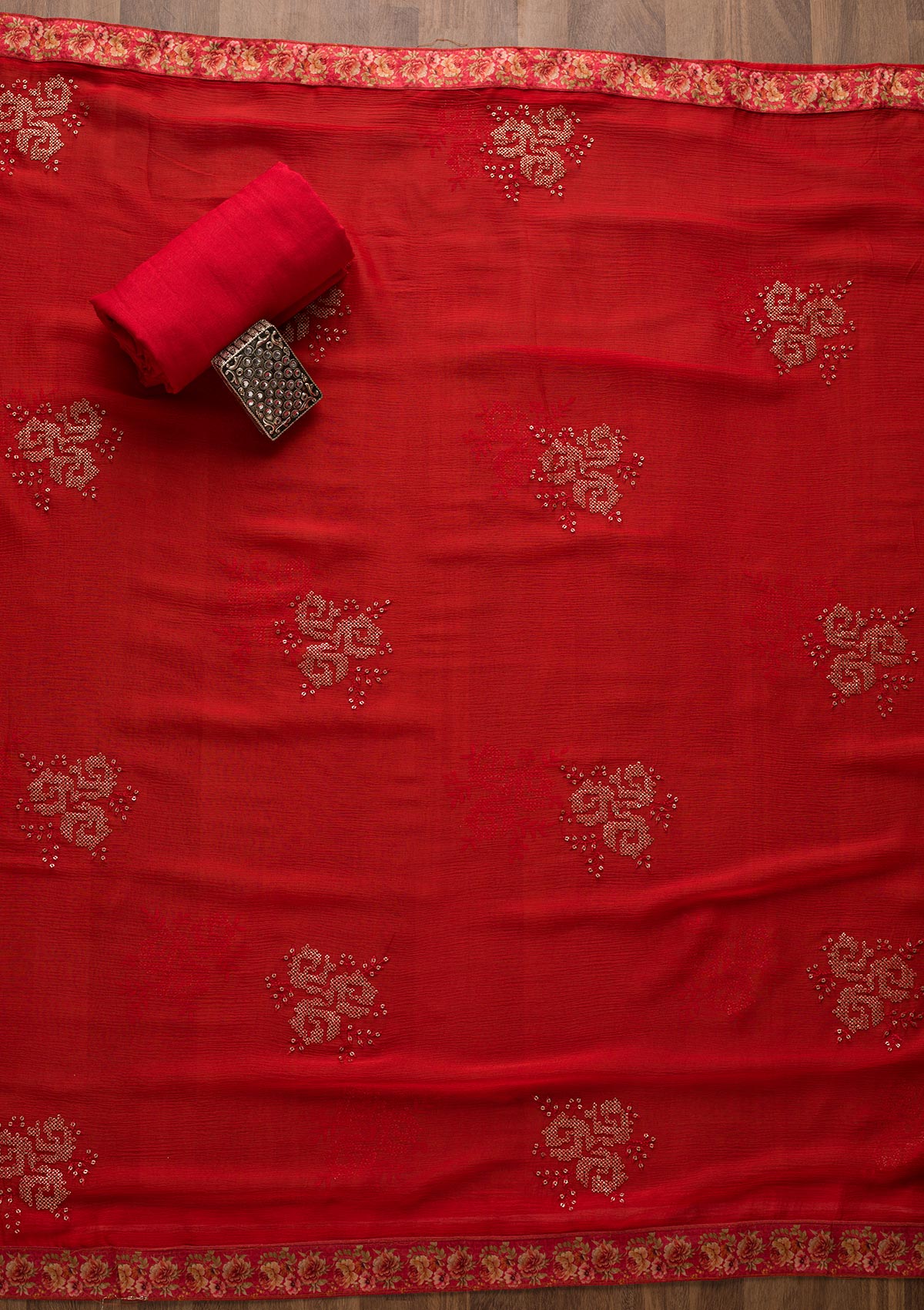 Pink Swarovski Georgette Unstitched Salwar Suit