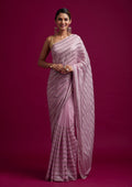 Pink Mirrorwork Georgette Designer Saree