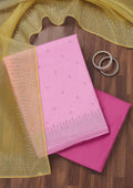 Pink Swarovski Tissue Unstitched Salwar Suit