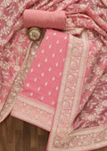 Pink Threadwork Georgette Unstitched Salwar Suit