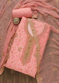 Pink Threadwork Georgette Unstitched Salwar Suit