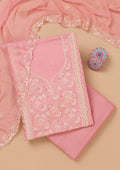 Pink Threadwork Semi Crepe Unstitched Salwar Suit