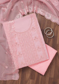 Pink Threadwork Semi Crepe Unstitched Salwar Suit