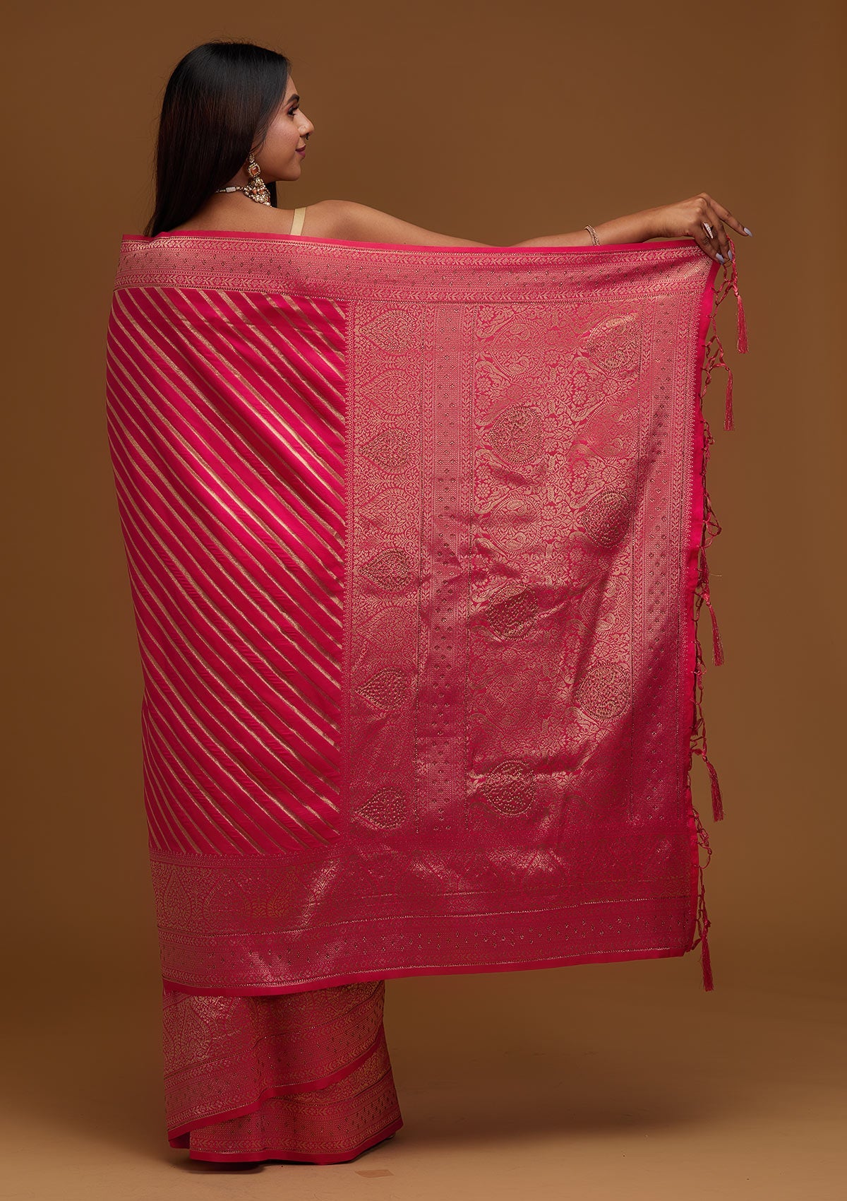 Pink Zari Work Banarasi  Saree