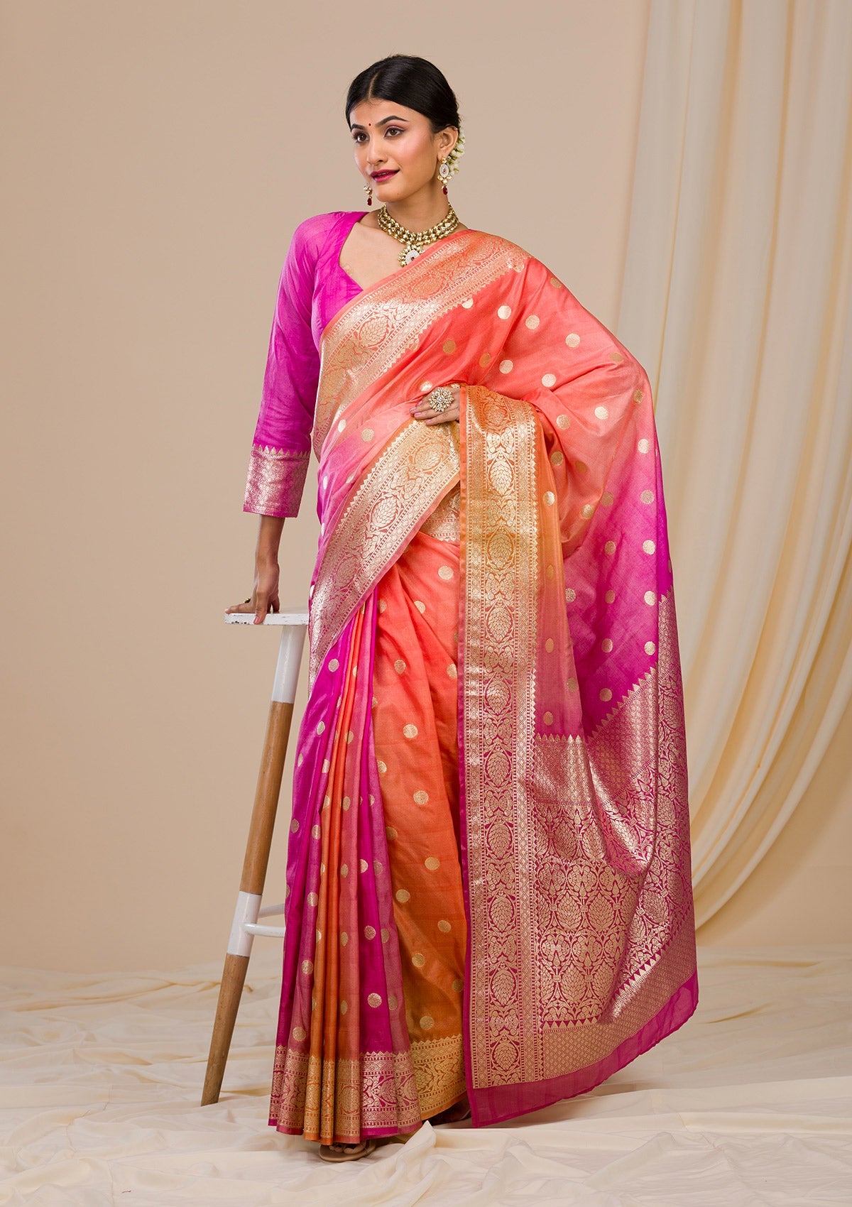 Pink Zariwork Banarasi Silk Saree
