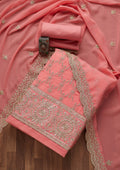 Pink Zariwork Georgette Unstitched Salwar Suit