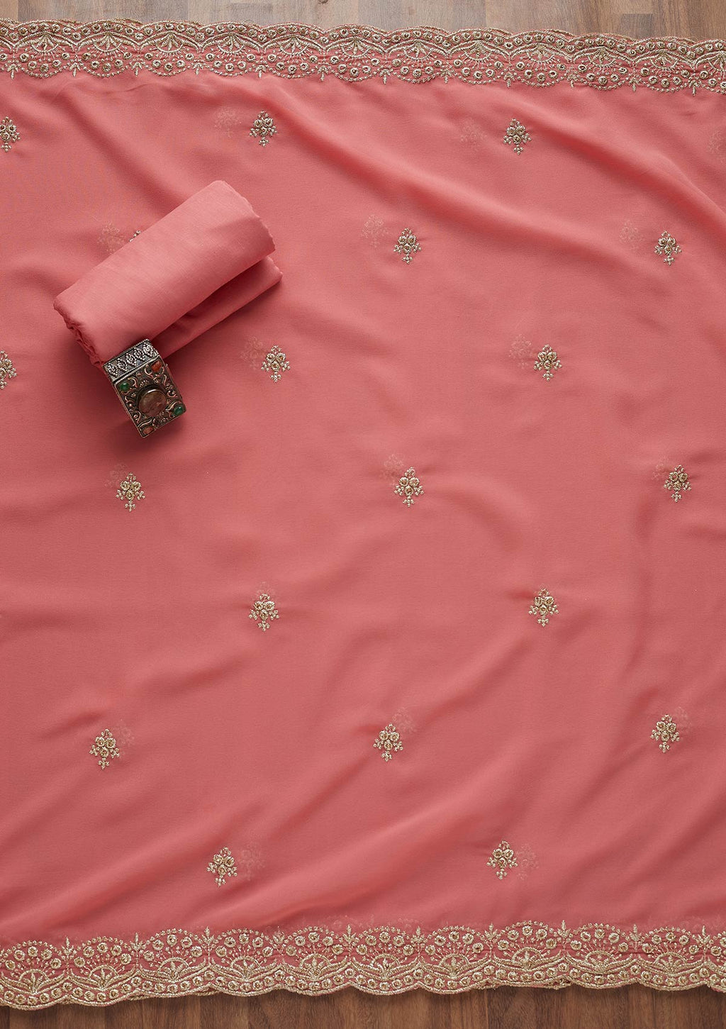 Pink Zariwork Georgette Unstitched Salwar Suit