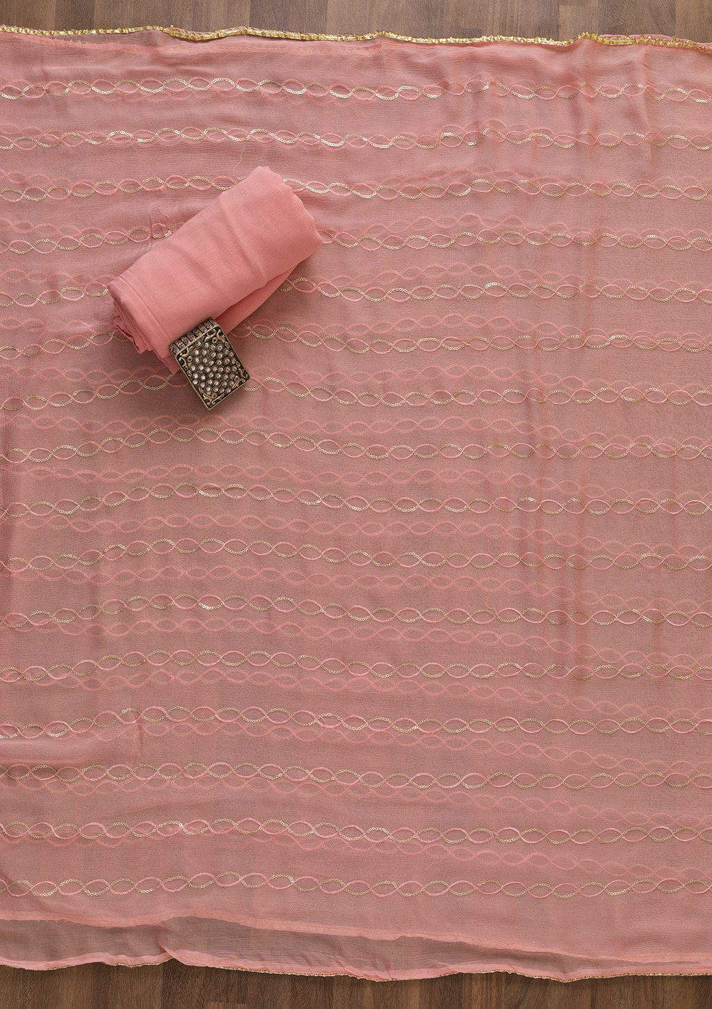 Pink Zariwork Georgette Unstitched Salwar Suit