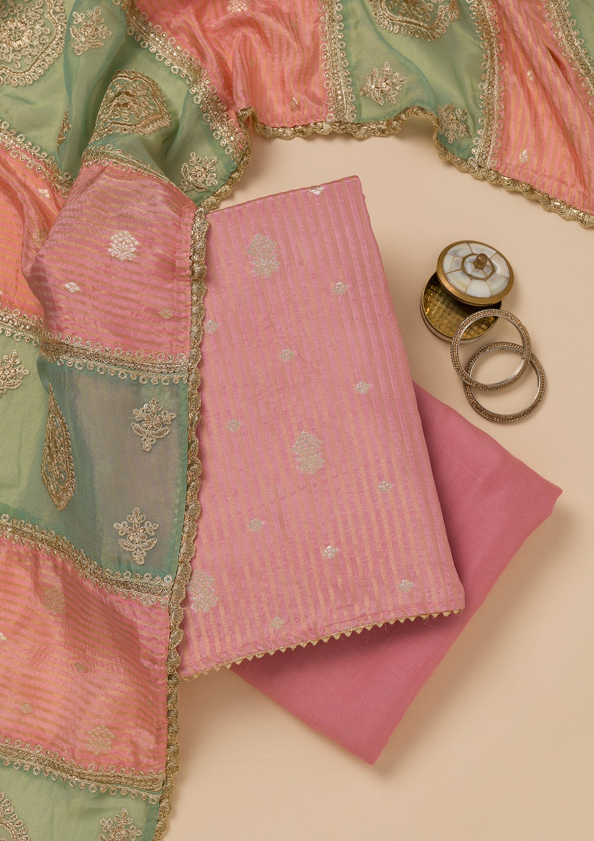 Pink Zariwork Georgette Unstitched Salwar Suit