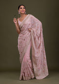 Pink Zariwork Georgette Saree