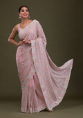 Pink Zariwork Georgette Saree