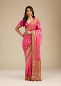 Pink Zariwork (Gold) Silk Saree