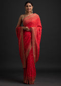 Pink Zariwork Raw Silk Saree