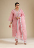 Pink Zariwork Semi Crepe Readymade Salwar Suit