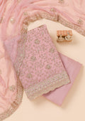 Pink Zariwork Semi Crepe Unstitched Salwar Suit