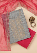 Grey Zariwork Tissue Unstitched Salwar Suit