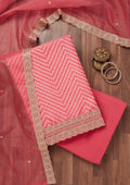 Pink Zariwork Tissue Unstitched Salwar Suit