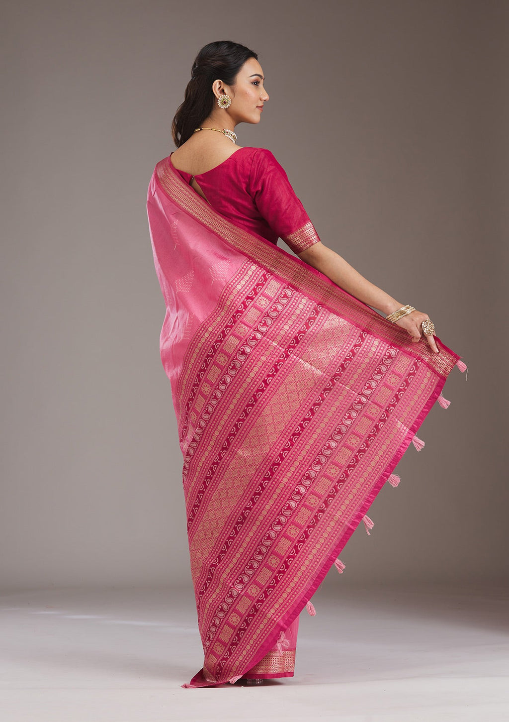 Pink Zariwork Tissue Saree