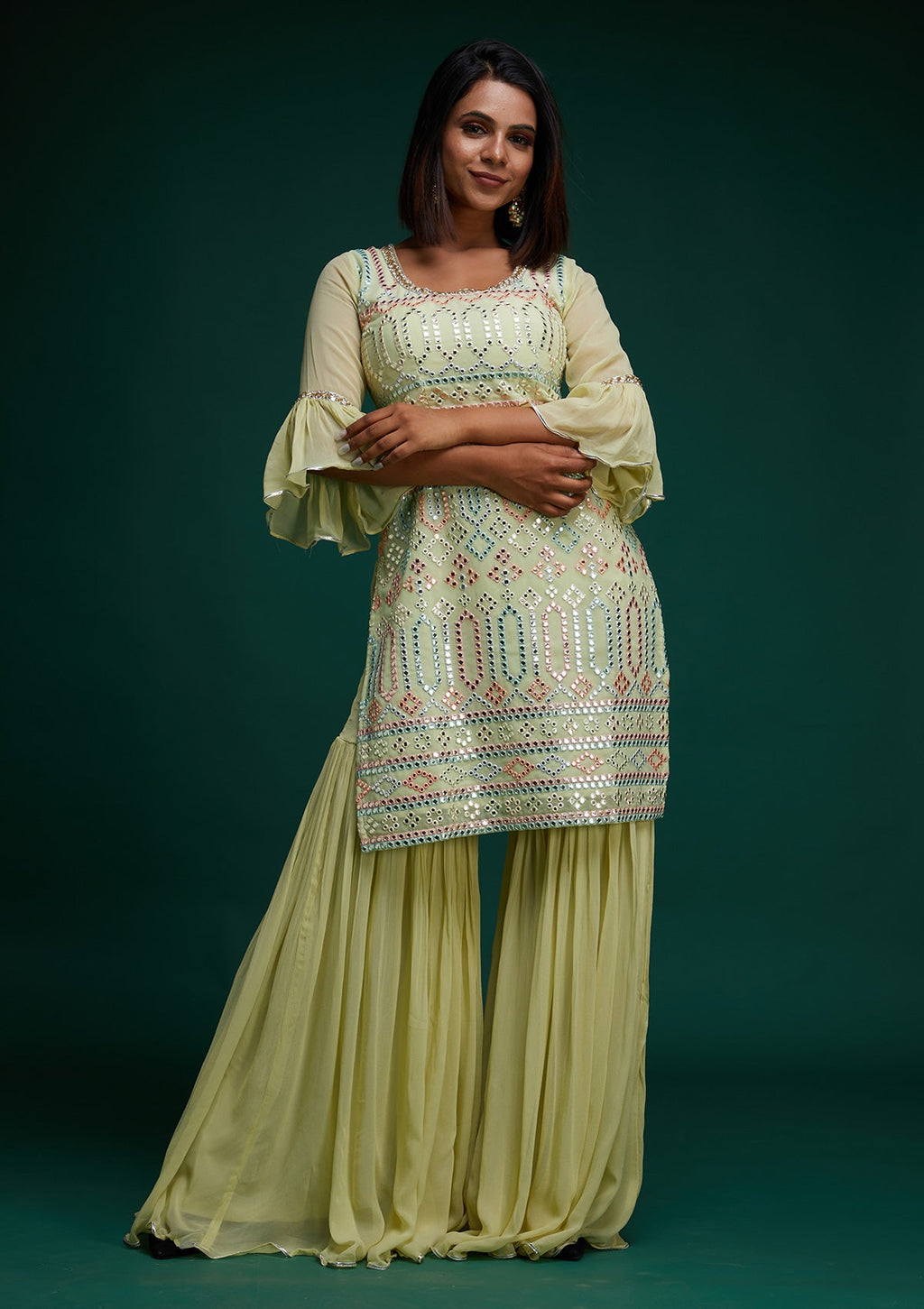 Pista Green Gotapatti Georgette Designer Salwar Suit