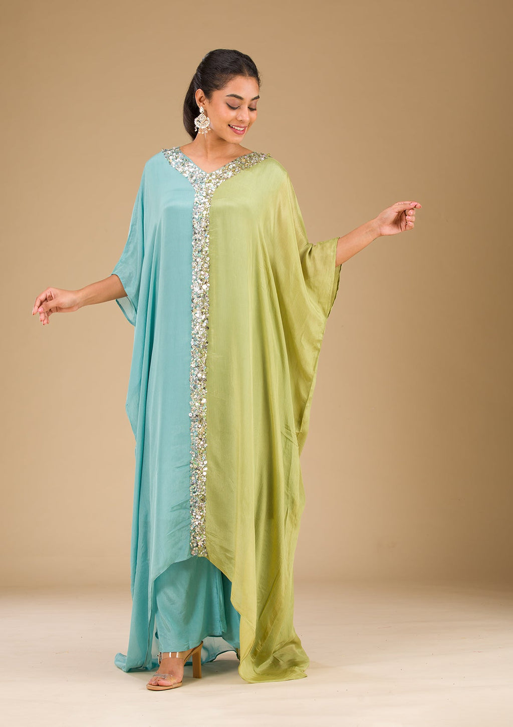 Pista Green Cutdana Georgette Readymade Salwar Suit