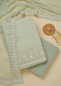 Pista Green Sequins Georgette Unstitched Salwar Suit