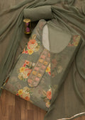 Pista Green Swarovski Semi Crepe Unstitched Salwar Suit