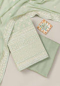 Pista Green Threadwork Georgette Unstitched Salwar Suit