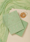 Pista Green Threadwork Georgette Unstitched Salwar Suit