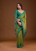Pista Green Zariwork Soft Silk Saree