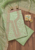 Pista Green Zariwork Tissue Unstitched Salwar Suit