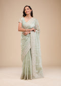 Pista Green Zariwork Tissue Saree