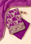 Purple Cutdana Georgette Unstitched Salwar Suit