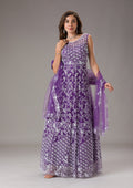 Purple Cutdana Net Gown