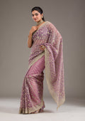 Purple Sequins Tissue Saree