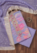 Purple Threadwork Georgette Unstitched Salwar Suit